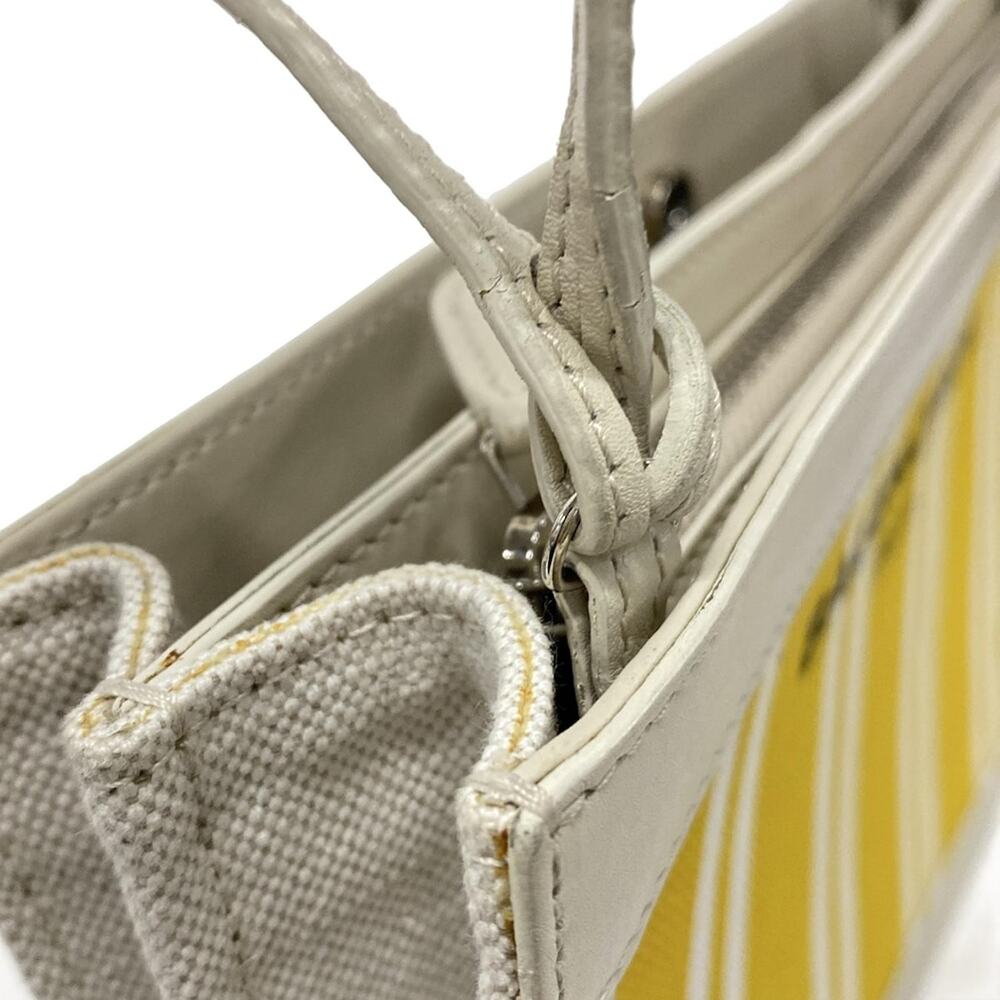 Balenciaga Navy Pochette Shoulder Bag 339937 Yellow Cream Canvas Leather - Picture 12 of 15